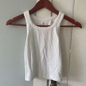 Aritzia Community White Crop Tank Top